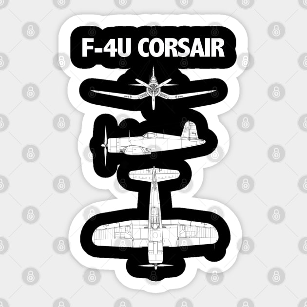 F4U Corsair Aircraft - F4U Corsair Sticker by Kudostees